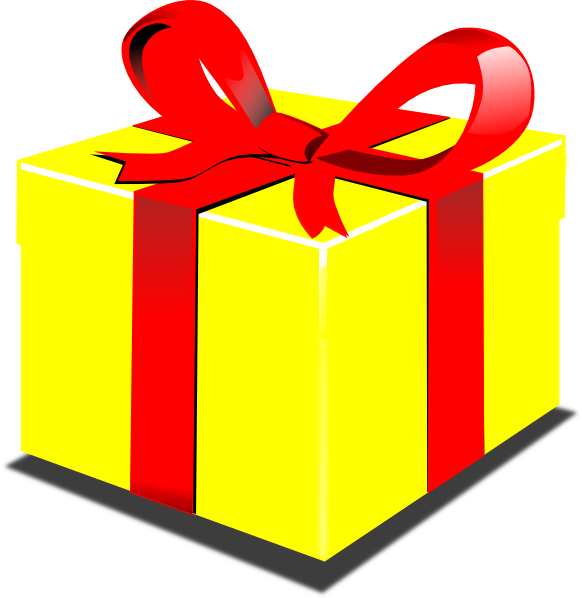 Present Vector Gift Clipart - Yellow Present Clipart (582x598), Png Download