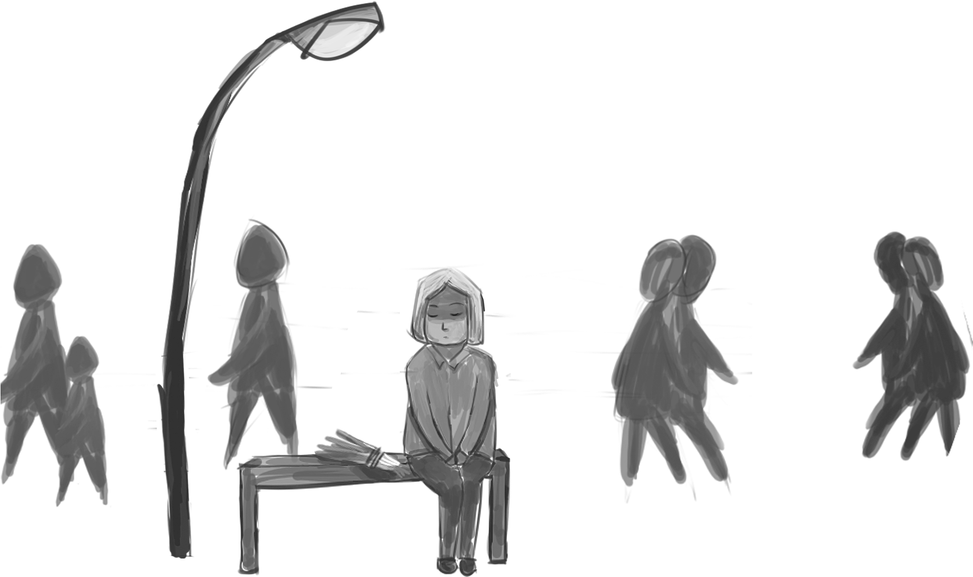 Black Hand Drawn Character Silhouette - Silhouette (2000x2000), Png Download
