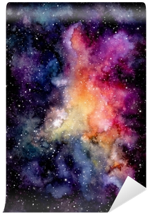 Watercolor Bright Pink Galaxy And Starry Sky Wall Mural - Watercolor Painting (400x400), Png Download