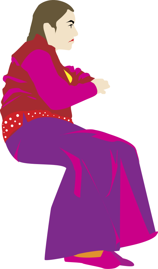 Lady, Silhouette, Woman, Girl, Sit, Sitting - Clip Art (377x640), Png Download