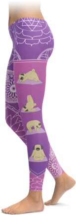 Pug Yoga Leggings - Leggings (397x480), Png Download