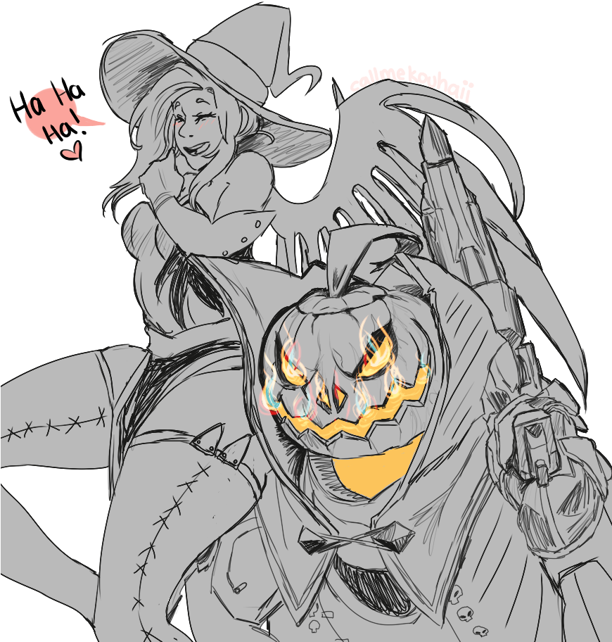 Overwatch - Http - Reaper X Mercy Halloween (869x944), Png Download