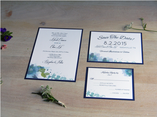 Gorgeous Watercolor Flowers With Navy Accent Wedding - Salamander (525x600), Png Download
