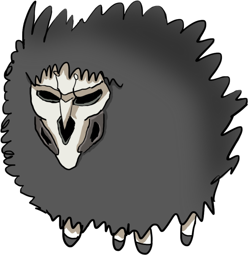 Overwatch Mammal Black And White Head - Fluffy Reaper (863x867), Png Download