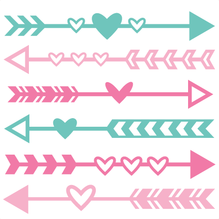 Valentine Arrow Set Svg Scrapbook Cut File Cute Clipart - Arrow With Hearts Svg (432x432), Png Download