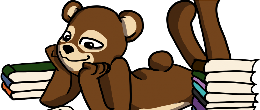 Baker Bear Reading - Cartoon (1210x423), Png Download