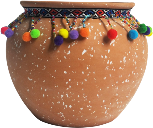 Bright Pompom Terracotta Squat Planter 15cm - Terracotta (500x500), Png Download