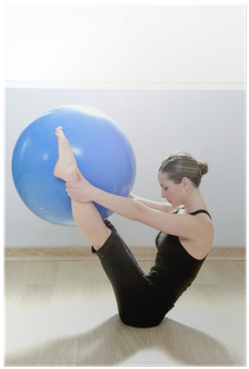 Pilates Woman Stability Ball Gym Fitness Yoga Poster - Exercise (400x400), Png Download