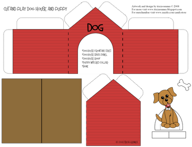 Cut And Play Doghouse - 3d Paper Dog House (400x309), Png Download