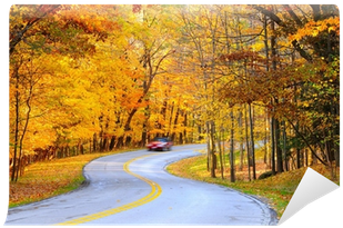 Car On Curvy Road In Autumn With Motion Blur To Show - Stock Photography (400x400), Png Download