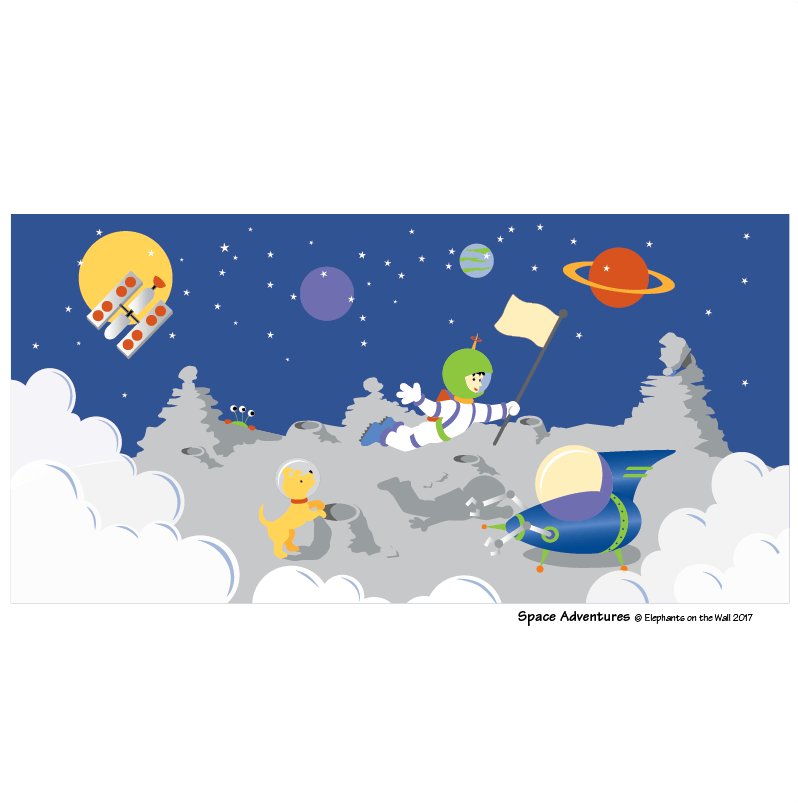 Space Adventures- Diy Paint By Number Wall Mural From - Mural (829x802), Png Download