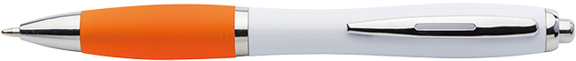 White Barrel Curved Design Ballpoint Pen With Coloured - Orange White Pen Png (700x700), Png Download