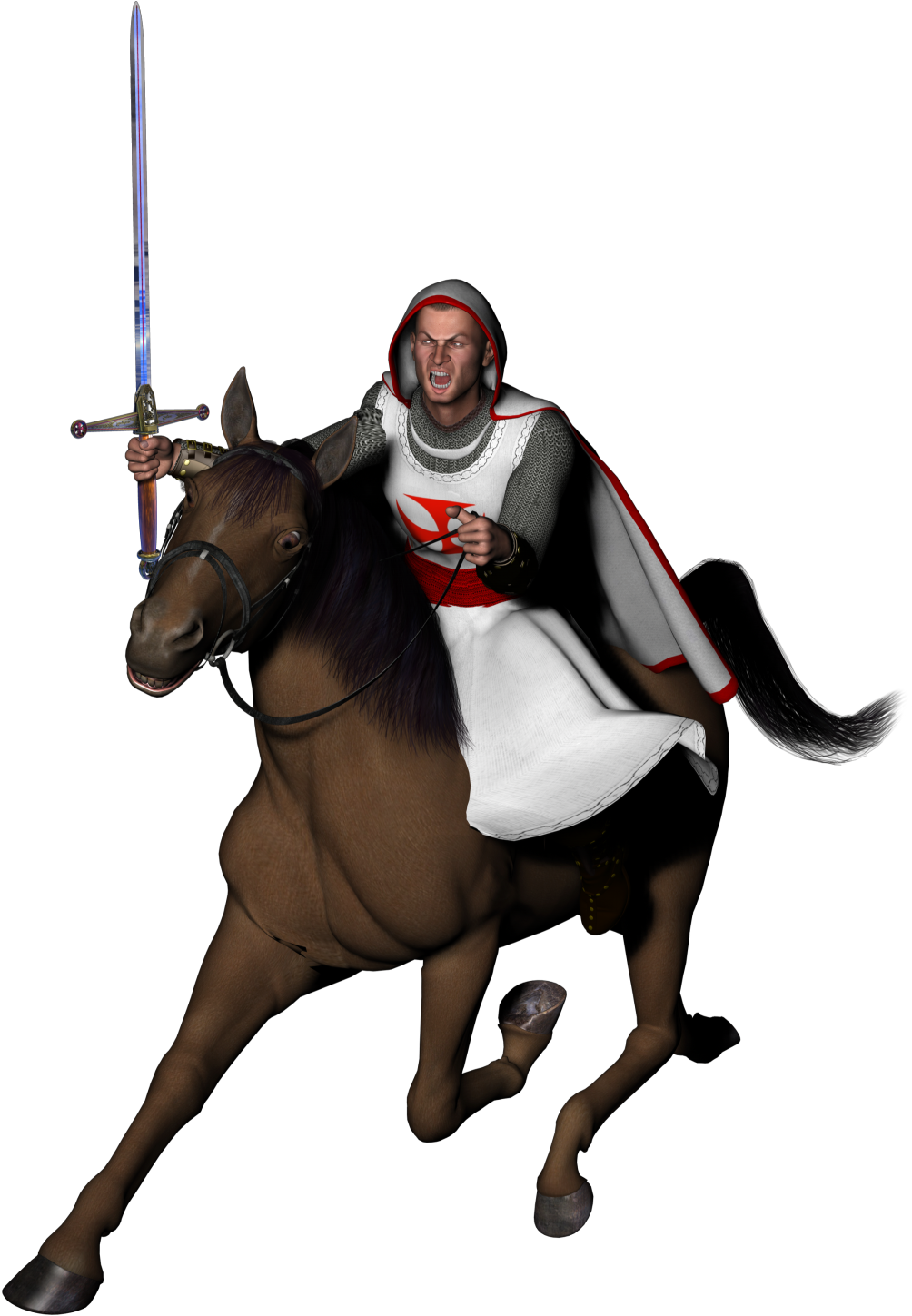 Jpeg, Charging Knight - Knight On Horse Transparent (1023x1468), Png Download