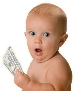 Baby Holding Cash - Surprised Baby Face Png (400x400), Png Download