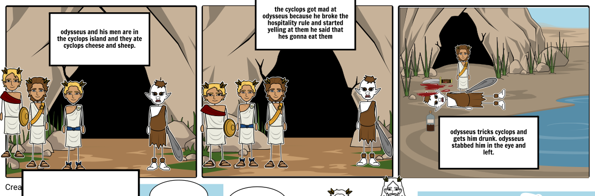 The Odysseus And The Cyclops - Cartoon (1164x385), Png Download
