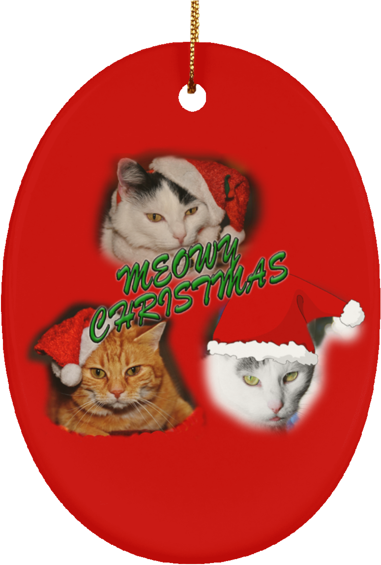 Meowy Christmas Cats Tree Ornaments Crafted Ceramic - Christmas Ornament (1155x1155), Png Download