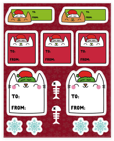 Christmas Cat Sticker/decal Sheet - Sticker (484x484), Png Download