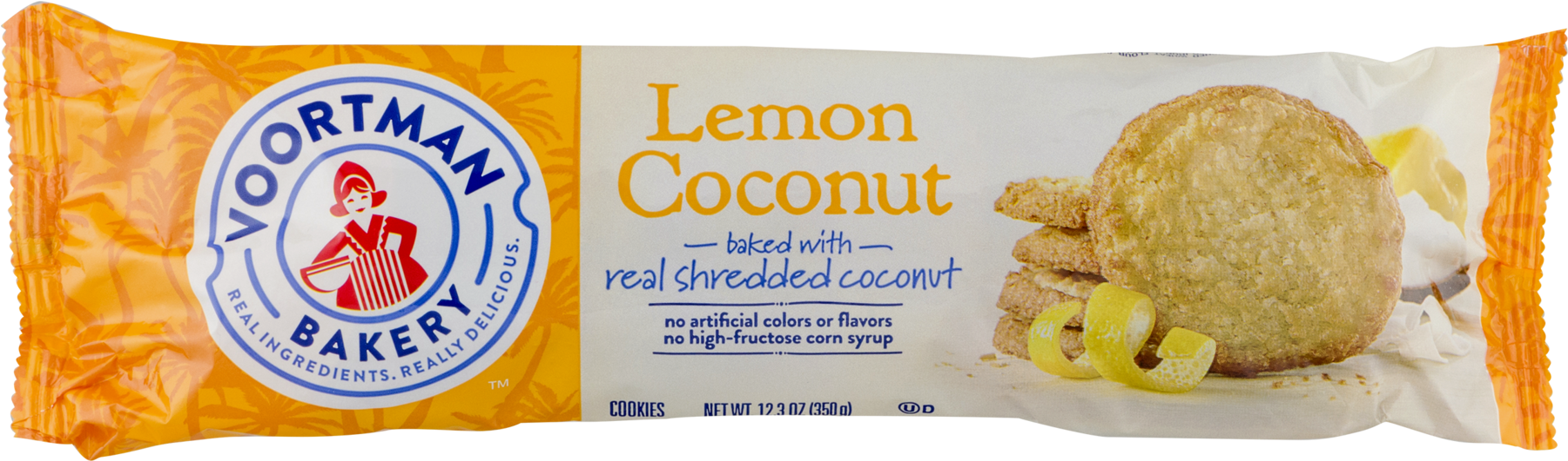 Shredded Coconut Png - Voortman Lemon Wafers - 14.1 Oz Packet (1800x1800), Png Download