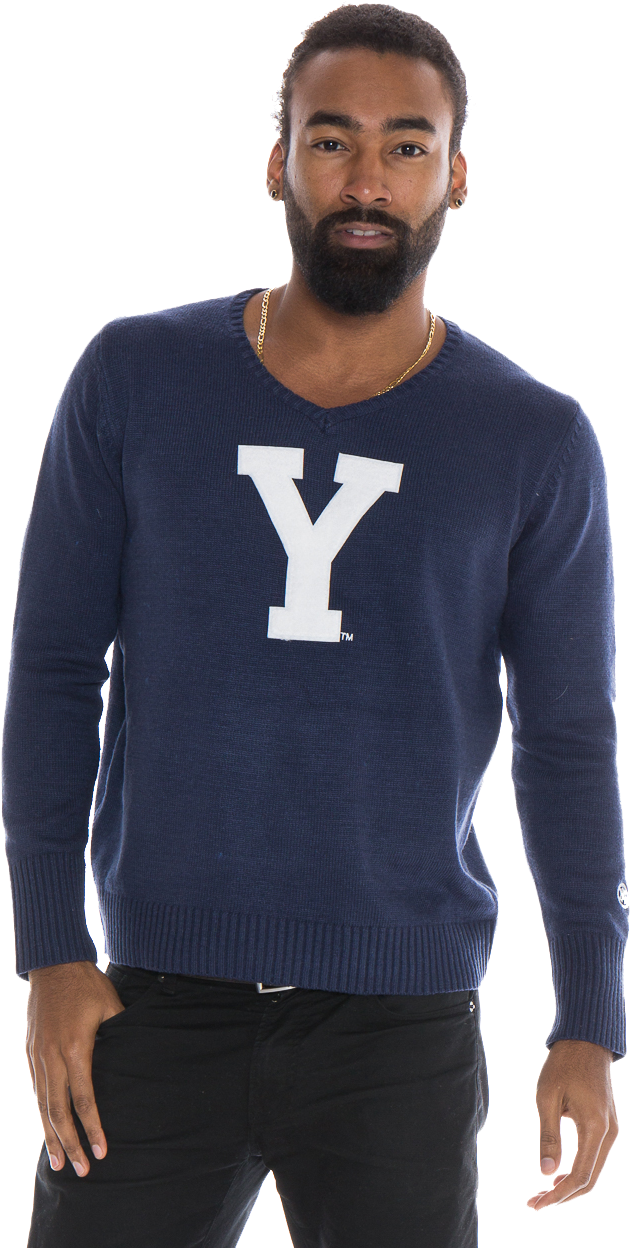 Brigham Young University Men's V-neck Sweater - Long-sleeved T-shirt (853x1280), Png Download