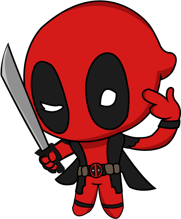 Dibujo Chibi Deadpool - Deadpool Para Dibujar Faciles (638x700), Png Download