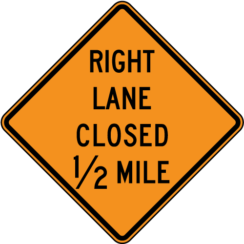 Right Lane Closed Sign - Left Lane Closed Ahead (500x506), Png Download