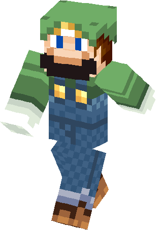 Luigi With Blue Eyes Skin - Minecraft Luigi Skin Png (317x453), Png Download