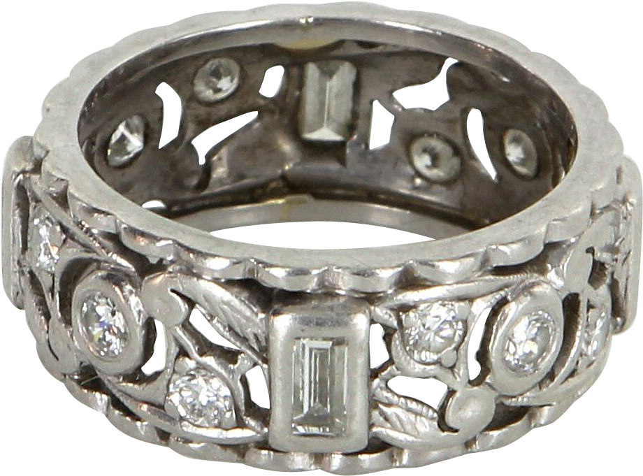 Vintage Art Deco Era Eternity Ring - Engagement Ring (919x919), Png Download
