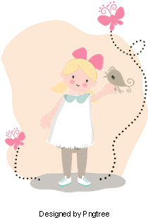 Vector Little Girl, Little Girl, Birds, Vector Png - Portable Network Graphics (360x360), Png Download