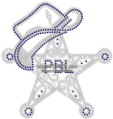 Cowboy Star Image Hotfix Rhinestone Design - Hotfix (450x450), Png Download