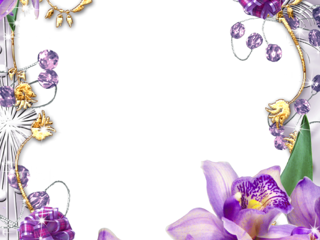 Flowers Borders Clipart Violet Flower - Pink And Purple Flowers And Butterfly Borders (640x480), Png Download
