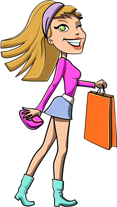 Girl Shopping Vector Png Transparent Image - Girl Shopping Vector Transparent Png (500x758), Png Download
