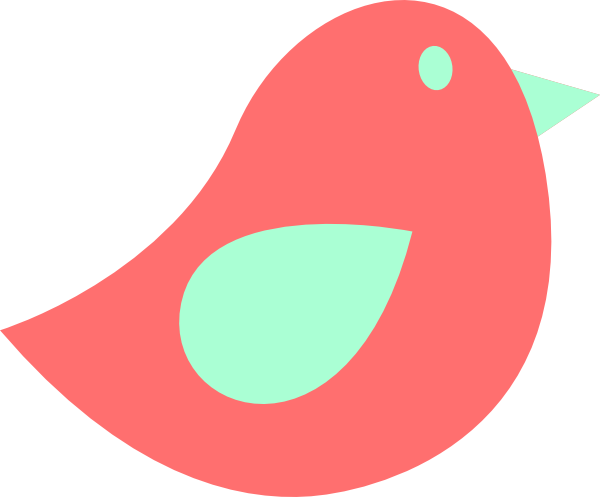 Coral And Mint Bird Clip Art - Mint Green And Coral Cliparts (600x497), Png Download