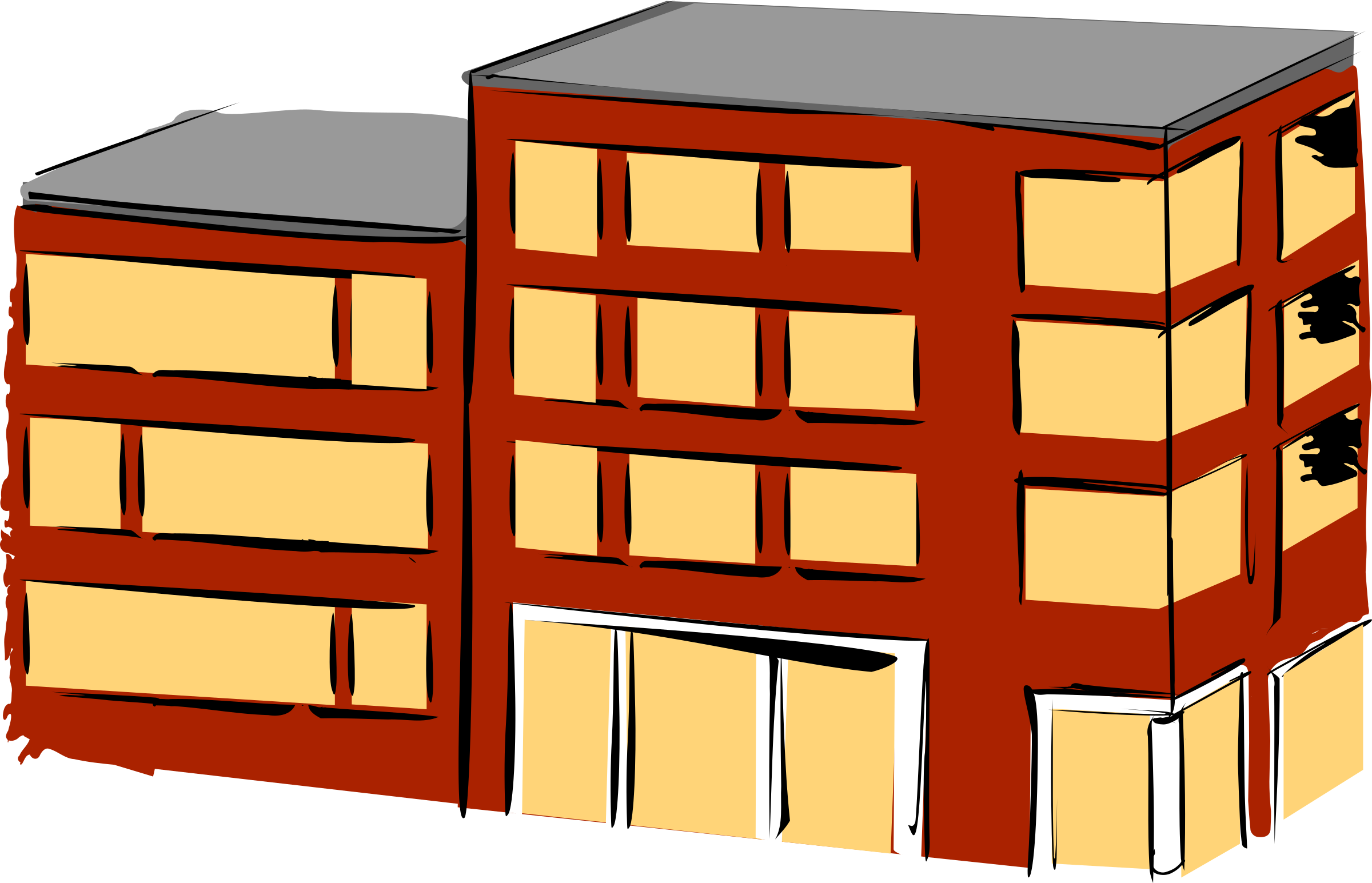 Big Image - Brick Building Clip Art (2400x1545), Png Download