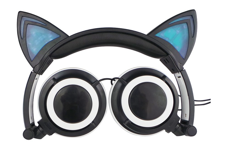 Cat Ear Headphones Led Light - Landrum Folding Cute Led Light Cat Headphone P3 (black) (800x800), Png Download