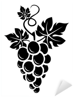 Black Silhouette Of Grapes - Grapes Wine Vinyl Sticker Wall Art, Black (400x400), Png Download