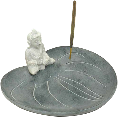 Soapstone Incense Burner With Buddha On A Lotus Leaf - Buddhism (520x520), Png Download