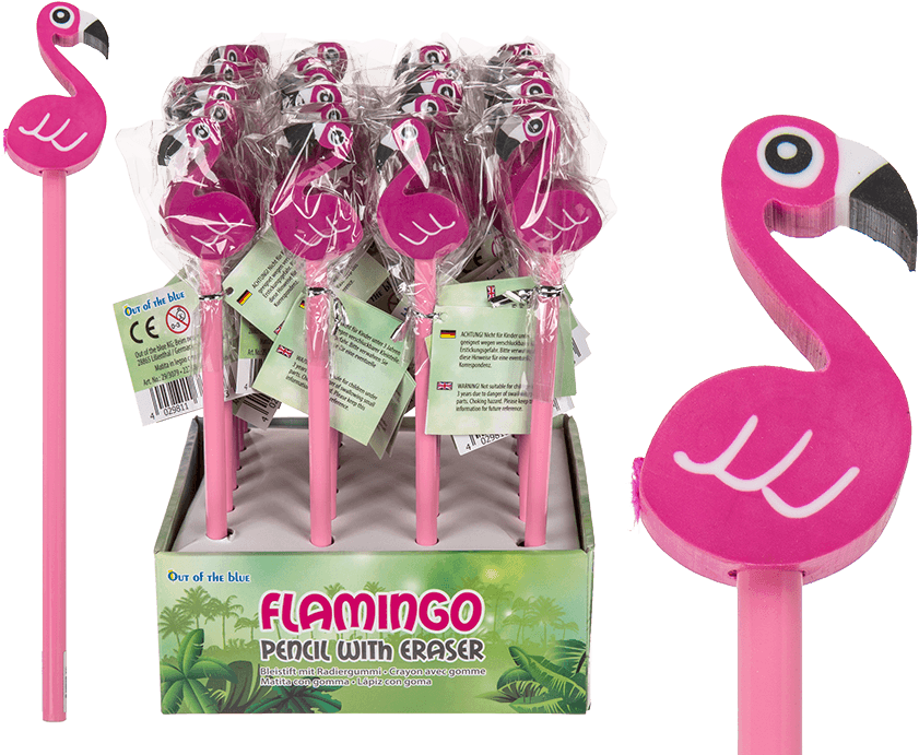 Flamingo Potlood Met Gum (945x709), Png Download