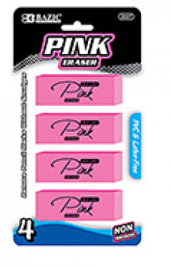 Bazic Pink Bevel Eraser (4/pack) (380x380), Png Download