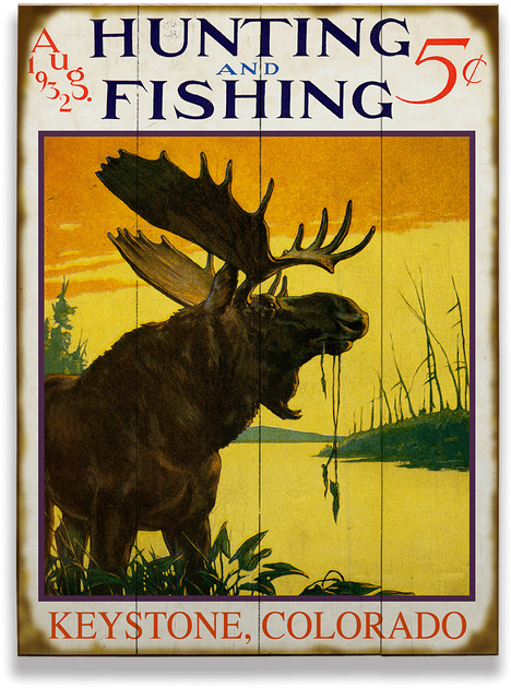 View Zoom Hunting And Fishing Moose Sign - Hunting & Fishing Moose Sign (730x730), Png Download