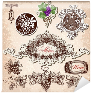 Hand Drawn Vector Set Of Wine, Grapes And Winemaking - Illustration (400x400), Png Download