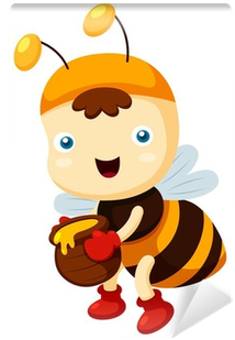 Illustration Of Cartoon Bee Vector Wall Mural • Pixers® - Illustration (400x400), Png Download