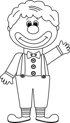 Clown Clipart Line Art - Clown Black And White Clip Art (285x500), Png Download