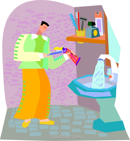 Man Brushing Teeth Royalty Free Vector Clip Art Illustration - Tooth (445x480), Png Download