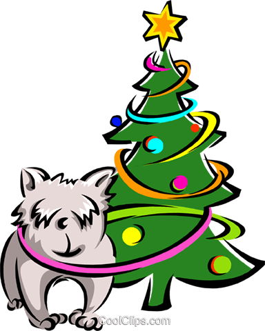 Cachorro E Árvore De Natal Livre De Direitos Vetores - Árvore De Natal De Cachorro (384x480), Png Download