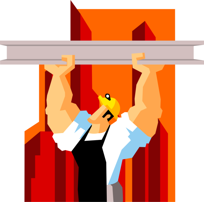 Vector Illustration Of Powerful Construction Worker - Under Construction (707x700), Png Download