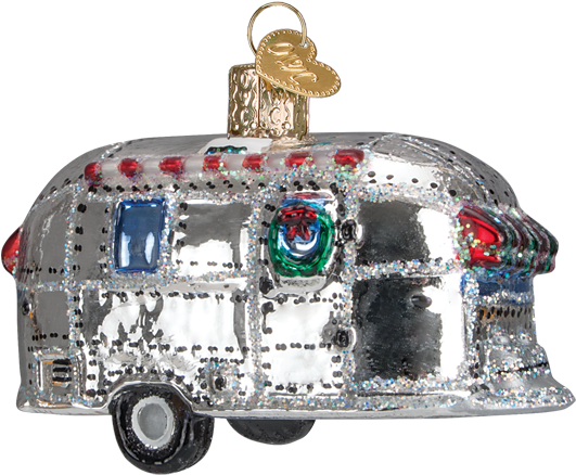 46053 - Old World Christmas Vintage Trailer Glass Blown Ornament (600x600), Png Download