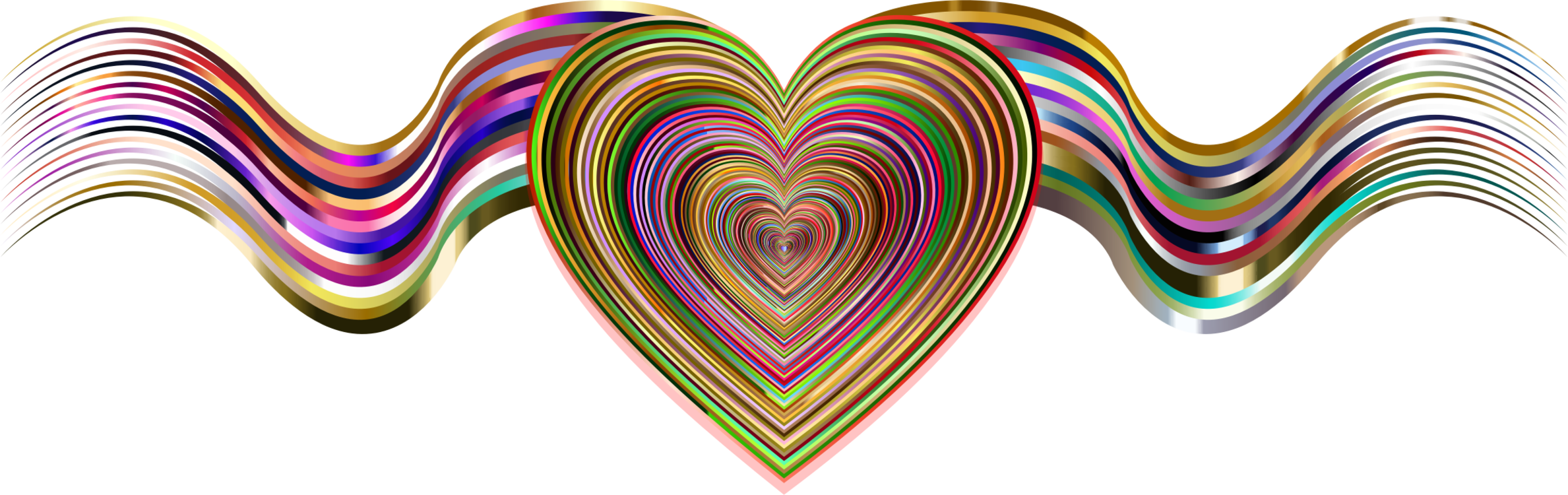 Heart Ribbon Computer Icons Organ Red - Clip Art (2377x750), Png Download