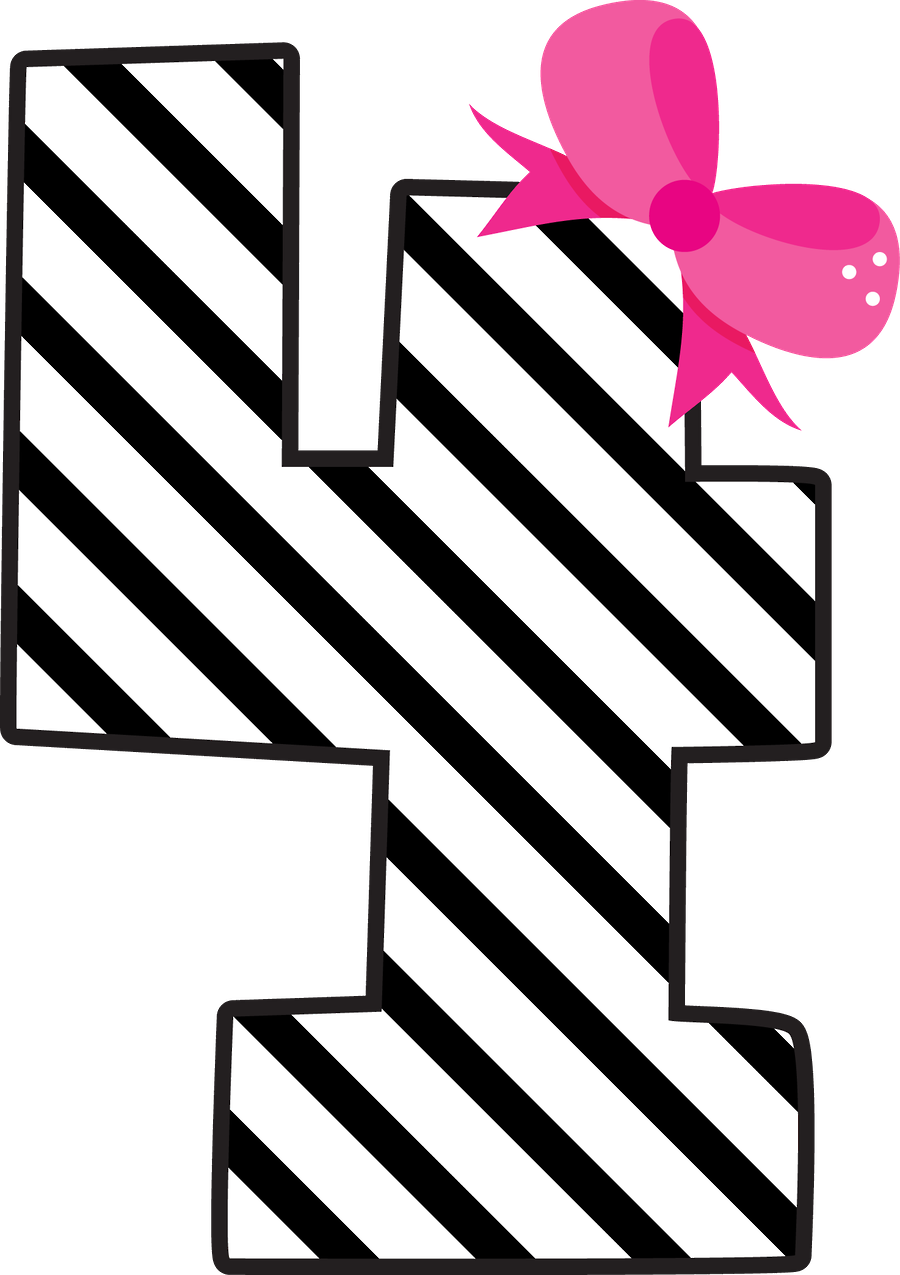 Números Con Diferentes Texturas Y Moño O Lazo Rosa - 4a Clipart (900x1275), Png Download