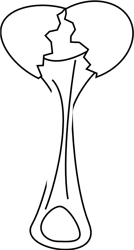 Cracked - Egg - Clipart - Black - And - White - Clip Art (532x983), Png Download