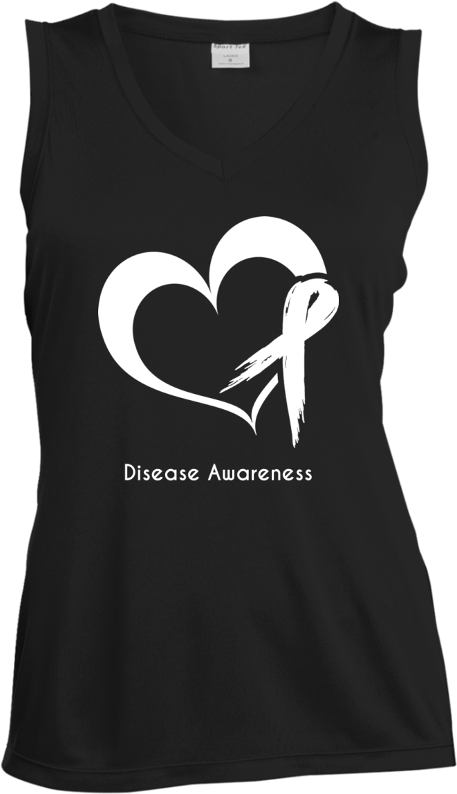 Heart Ribbon Customisable Women's Sleeveless V-neck - Heart (1155x1155), Png Download